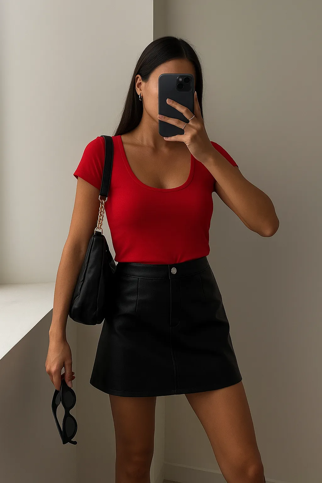 Red Basic Scoop Tee sold by Love Knot War