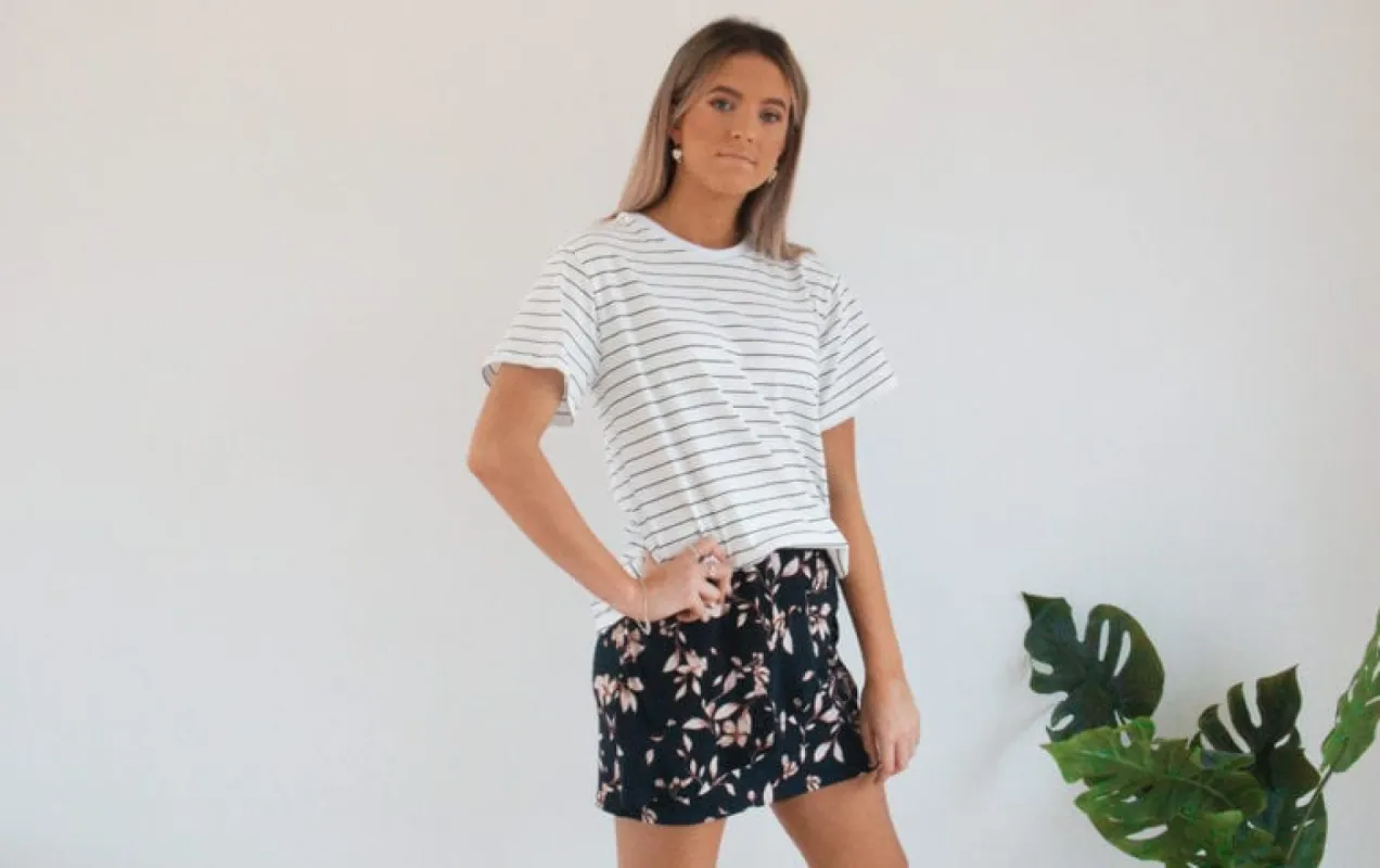 Lucy Stripe Tee sold by Love Knot War