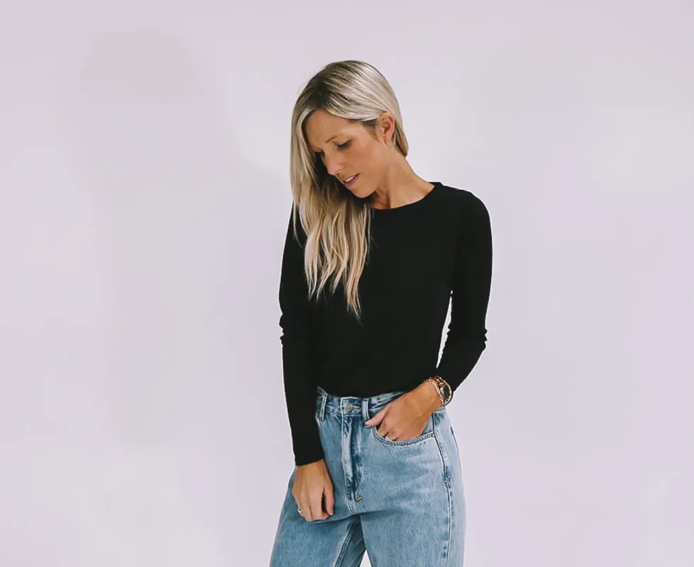 Black Merino Basic Top sold by Love Knot War