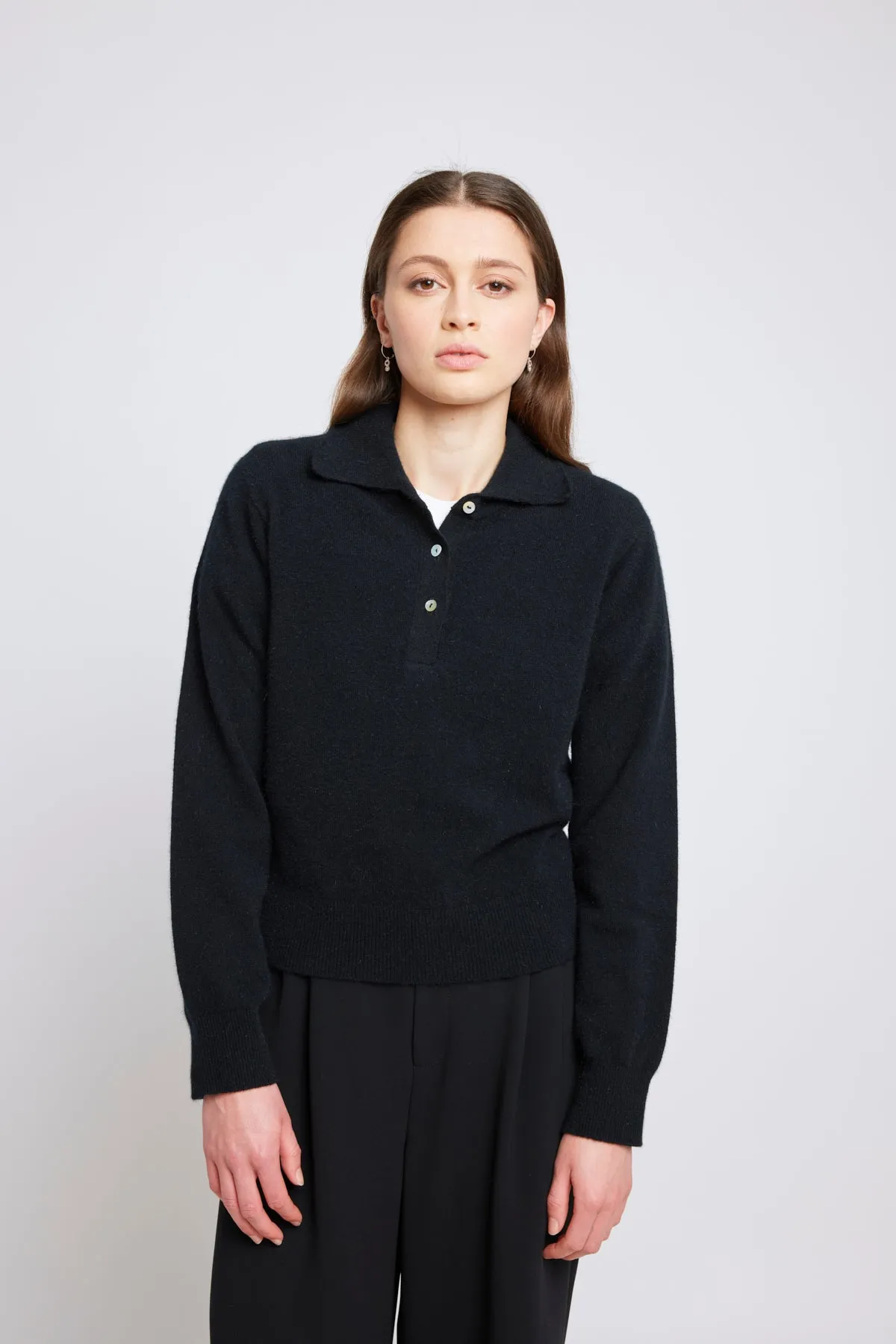 Eliza long-sleeved polo - Black sold by Twenty-Seven Names product image thumbnail 2
