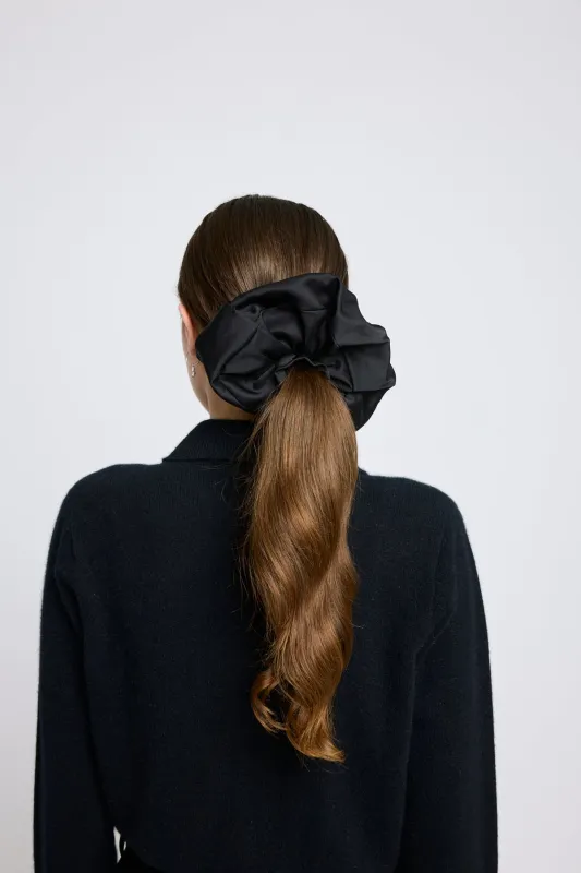 Fun and Games oversized scrunchie - Black satin sold by Twenty-Seven Names