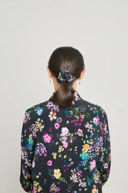 Fun and games mini scrunchie - Black floral sold by Twenty-Seven Names