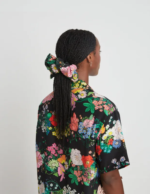 Joust flourishing scrunchie - Black floral sold by Twenty-Seven Names