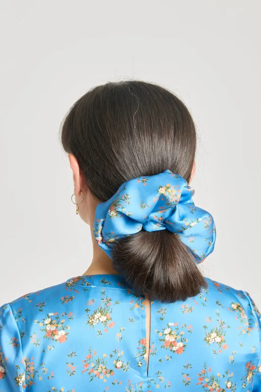 Oversized scrunchie - Blue satin sold by Twenty-Seven Names