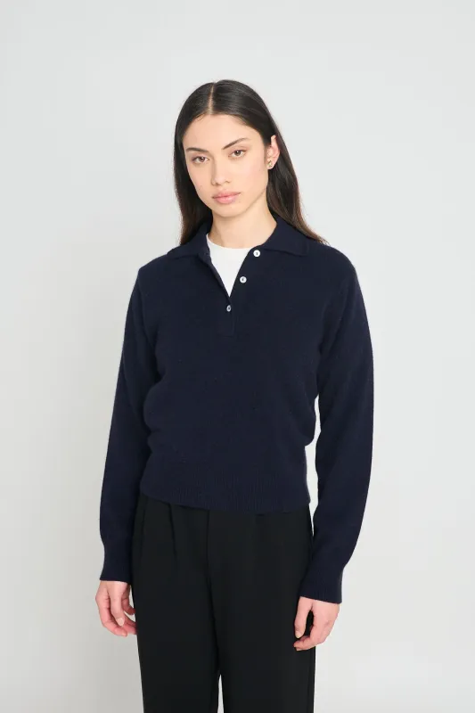 Eliza long-sleeved polo - Navy made by Twenty-Seven Names