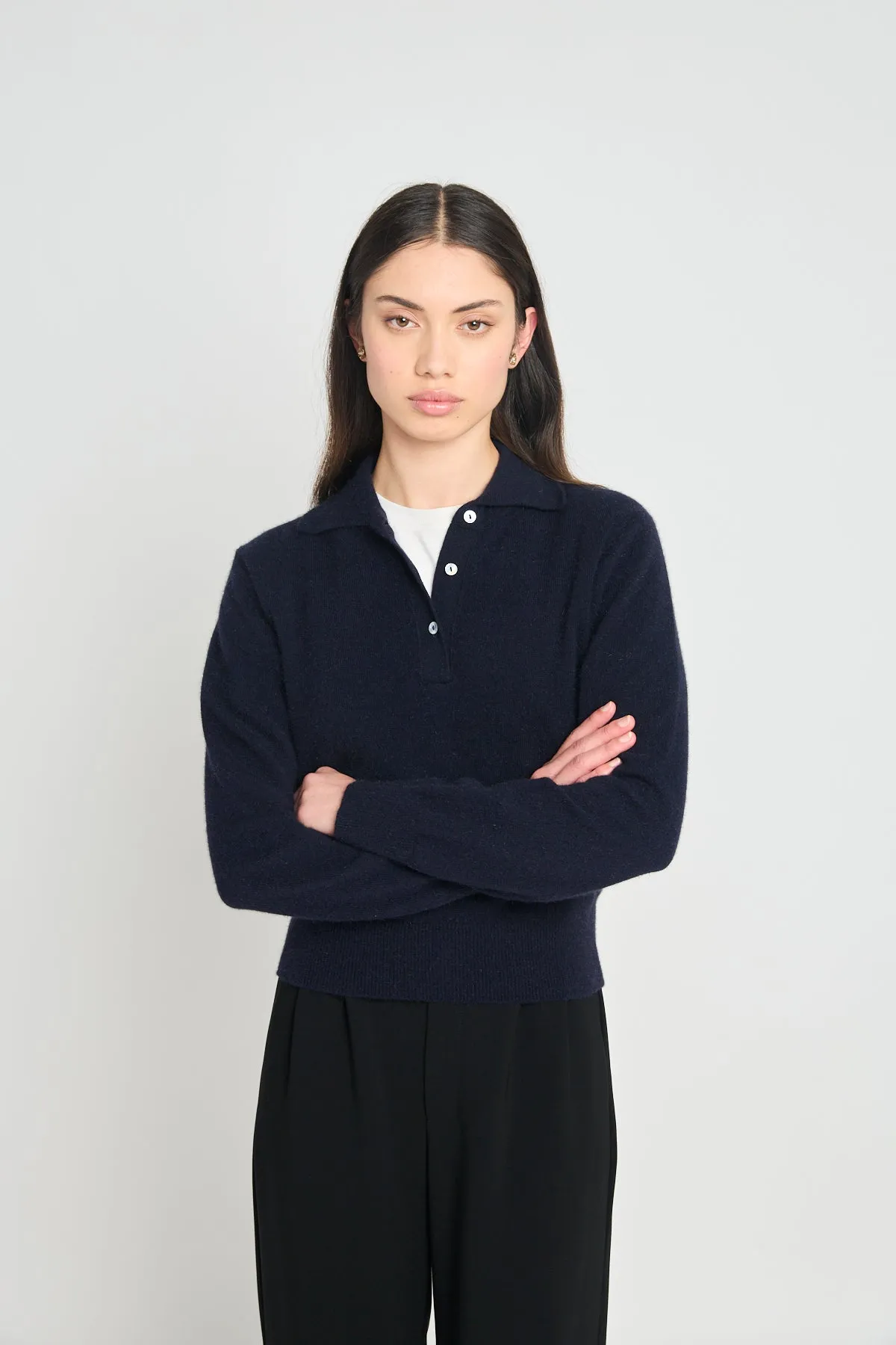 Eliza long-sleeved polo - Navy sold by Twenty-Seven Names product image thumbnail 2