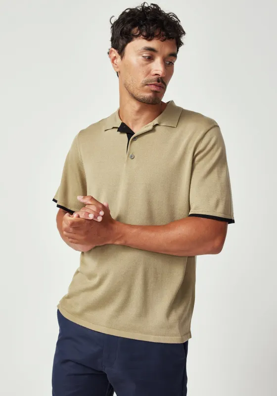 Arman Short Sleeve Polo - Aloe/Black sold by Untouched World
