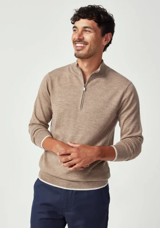 Bay Half Zip - Cobblestone/Ecru sold by Untouched World