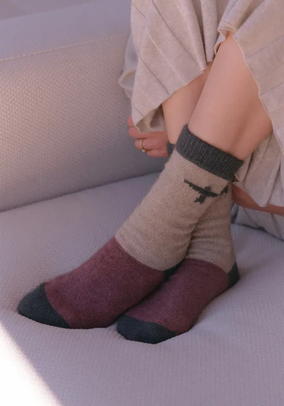 Colour Block Kite Socks - Latte/Pecan Multi sold by Untouched World