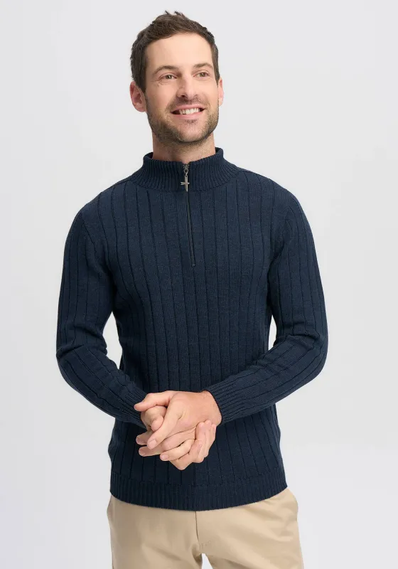 Finn Merino Zip Sweater - Dark Navy sold by Untouched World
