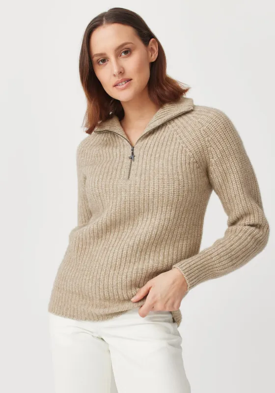 Kenzie Zip Sweater - Latte/Ecru sold by Untouched World