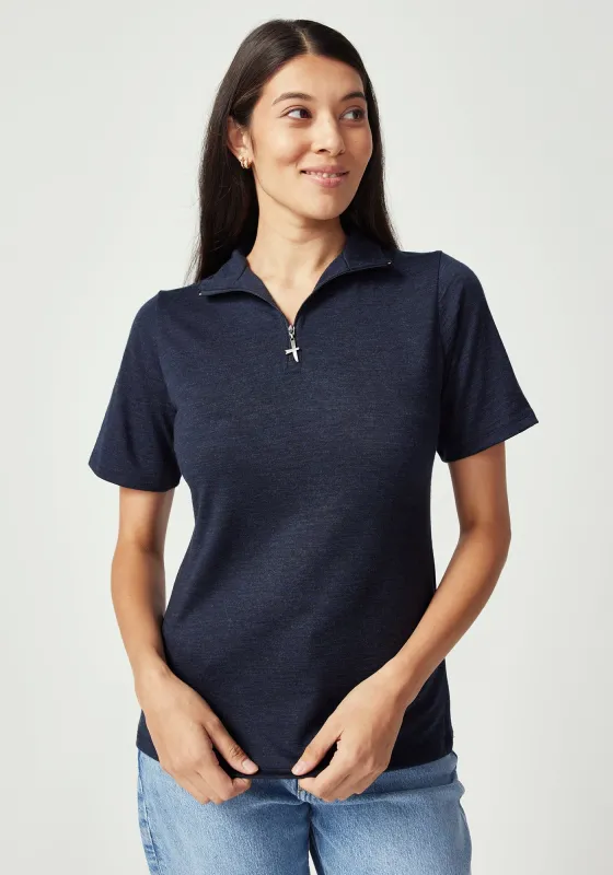 Merino Zip Tee - Dark Navy sold by Untouched World