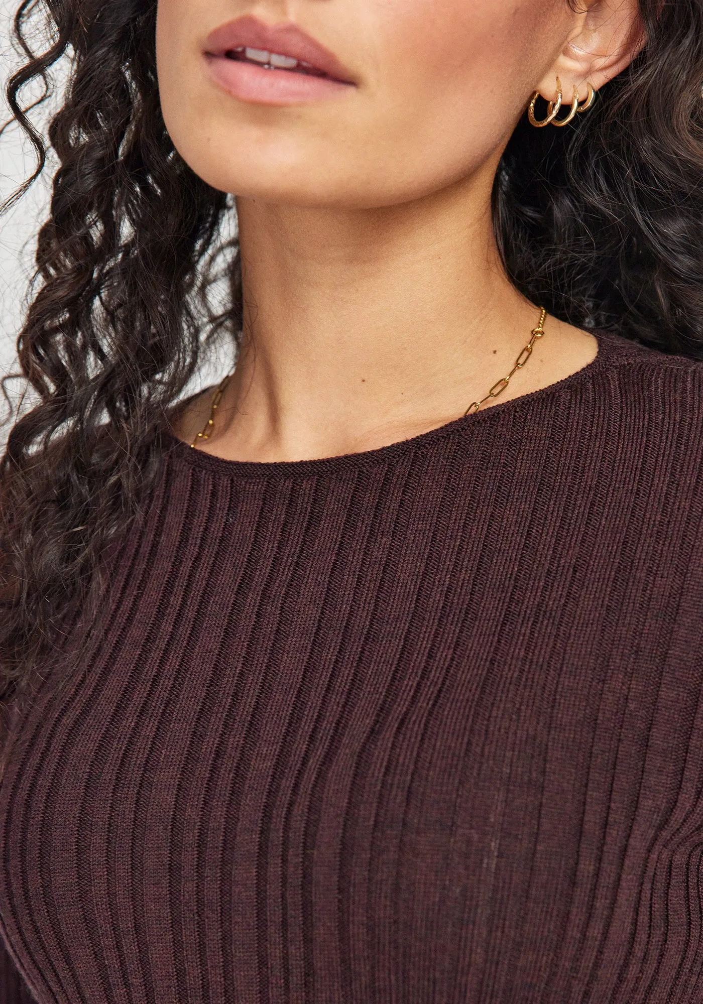 Ella Rib Top - Noirberry sold by Untouched World product image thumbnail 2