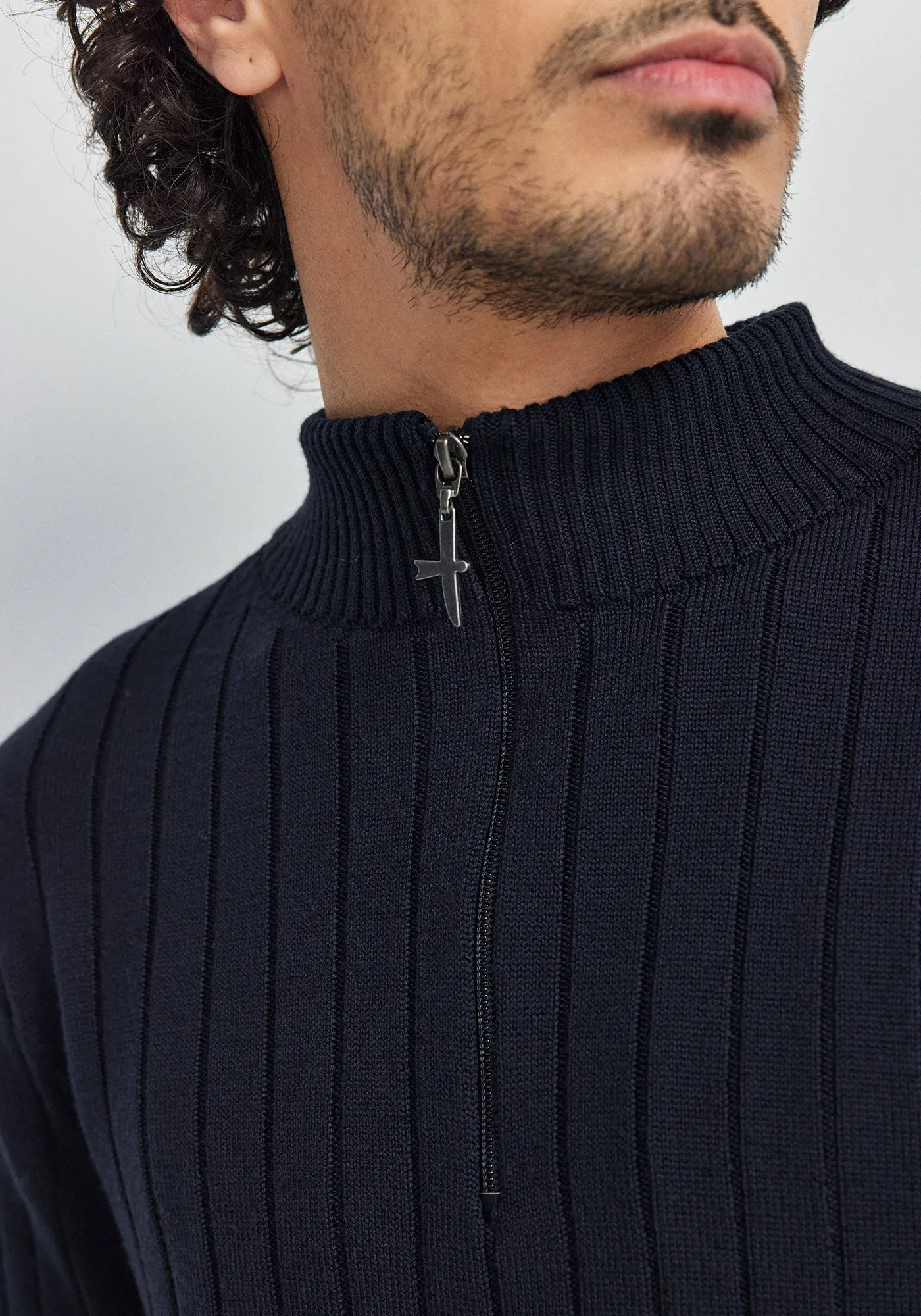 Finn Merino Zip Sweater - Deep Blue sold by Untouched World product image thumbnail 3