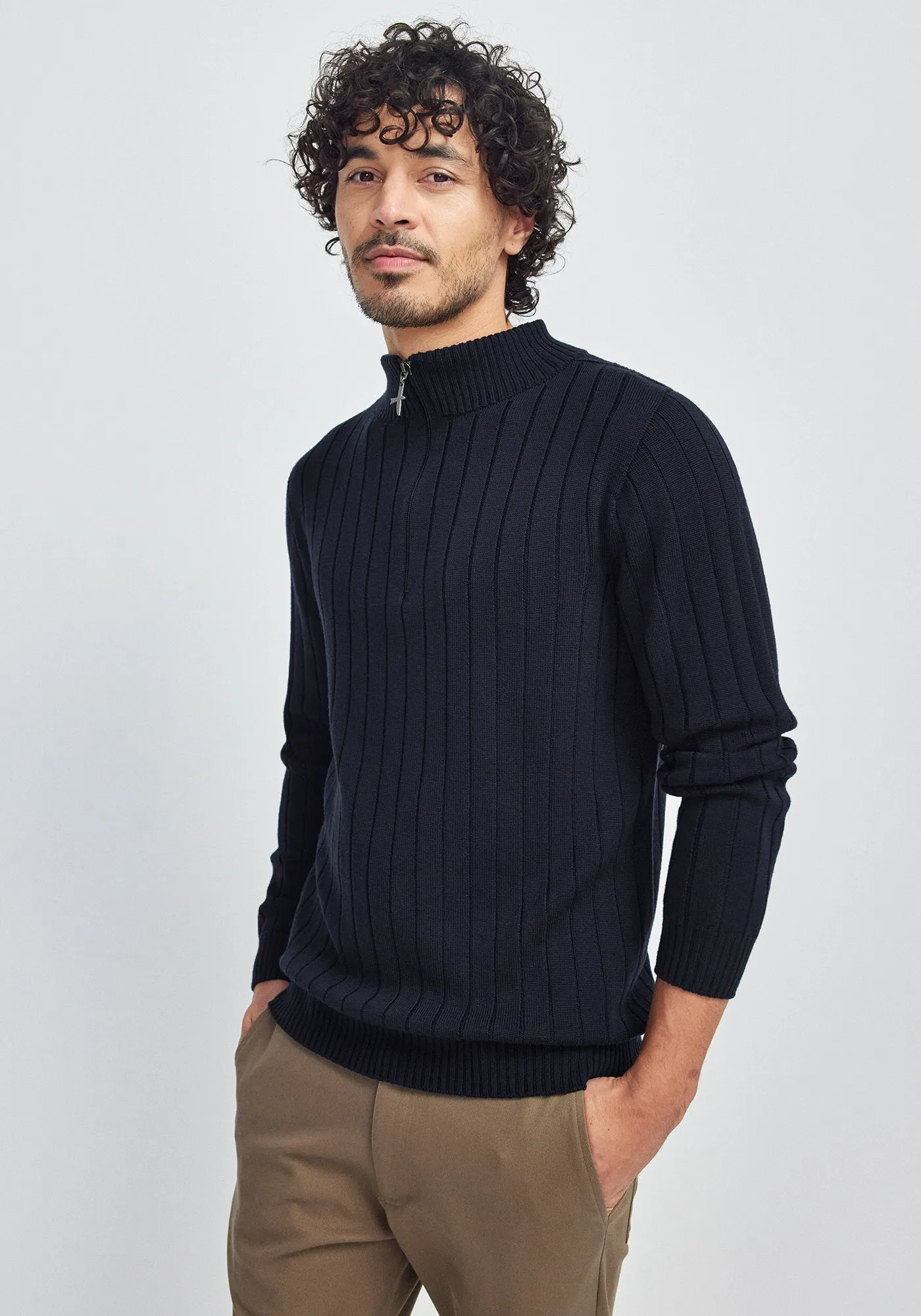 Finn Merino Zip Sweater - Deep Blue sold by Untouched World product image thumbnail 2