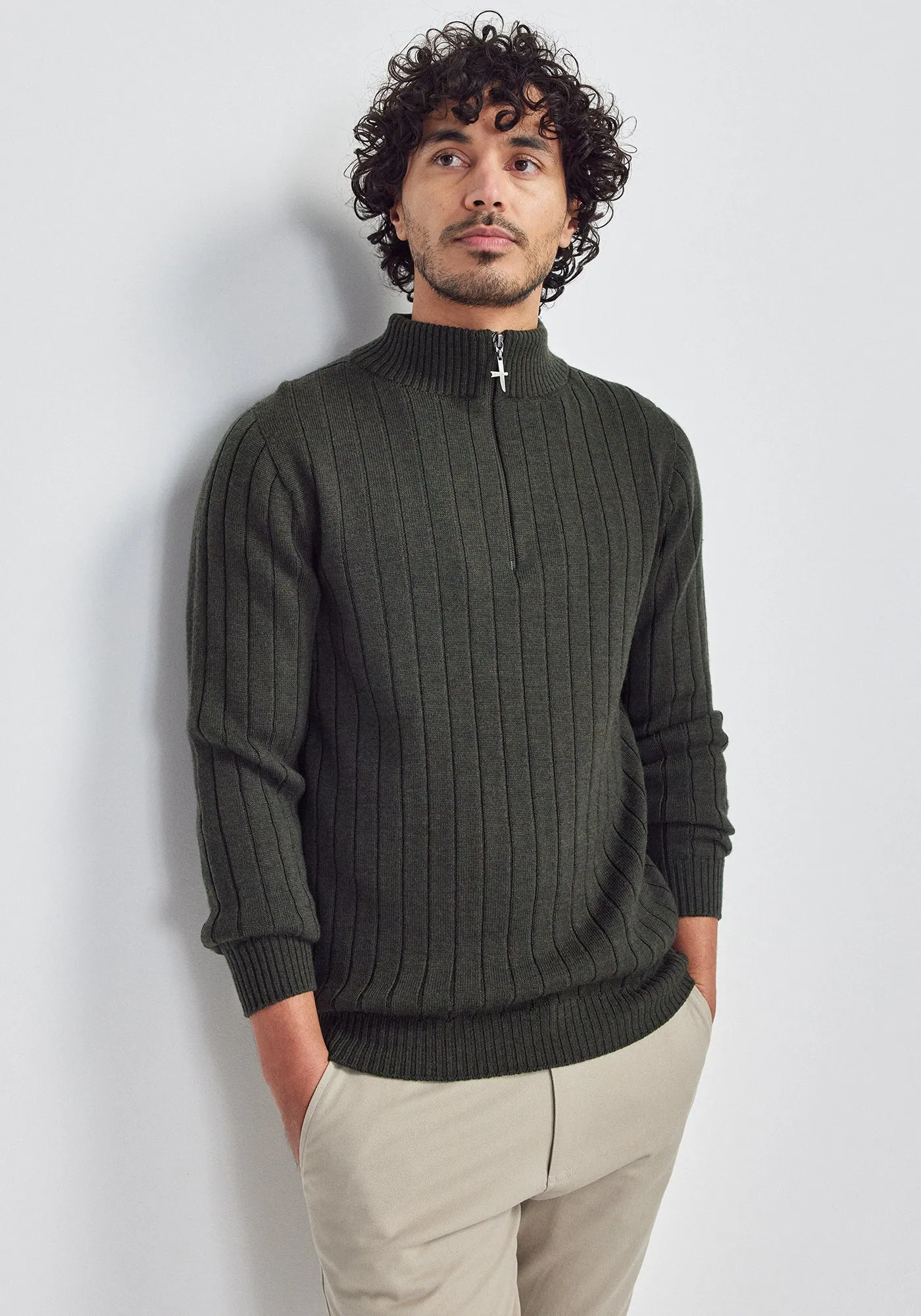 Finn Merino Zip Sweater - Forest sold by Untouched World product image thumbnail 2
