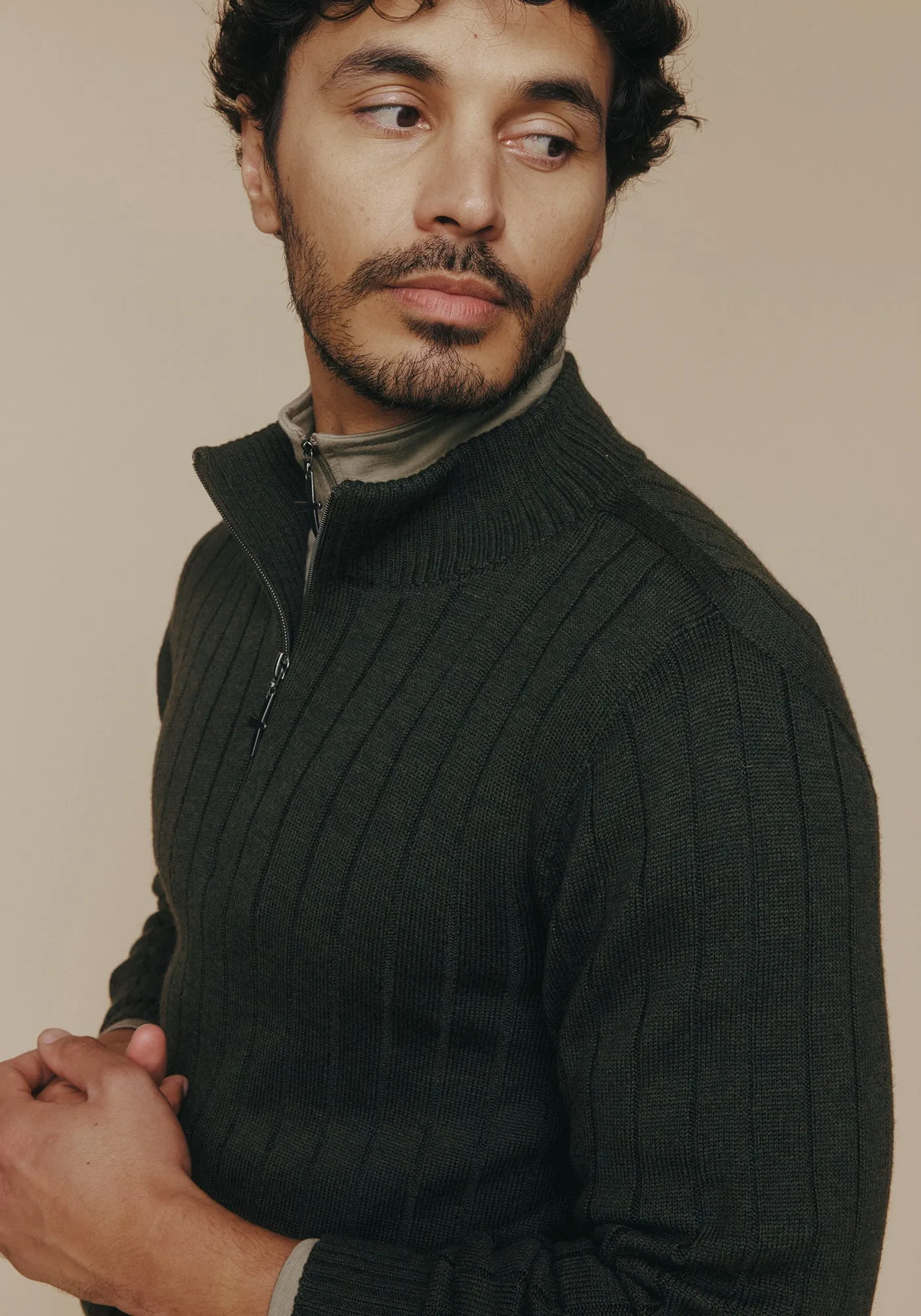 Finn Merino Zip Sweater - Forest sold by Untouched World