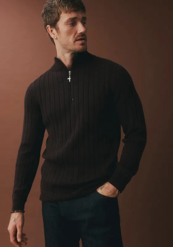 Finn Merino Zip Sweater - Noirberry made by Untouched World