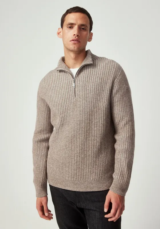 Tanner Half Zip - Totara/Ecru made by Untouched World