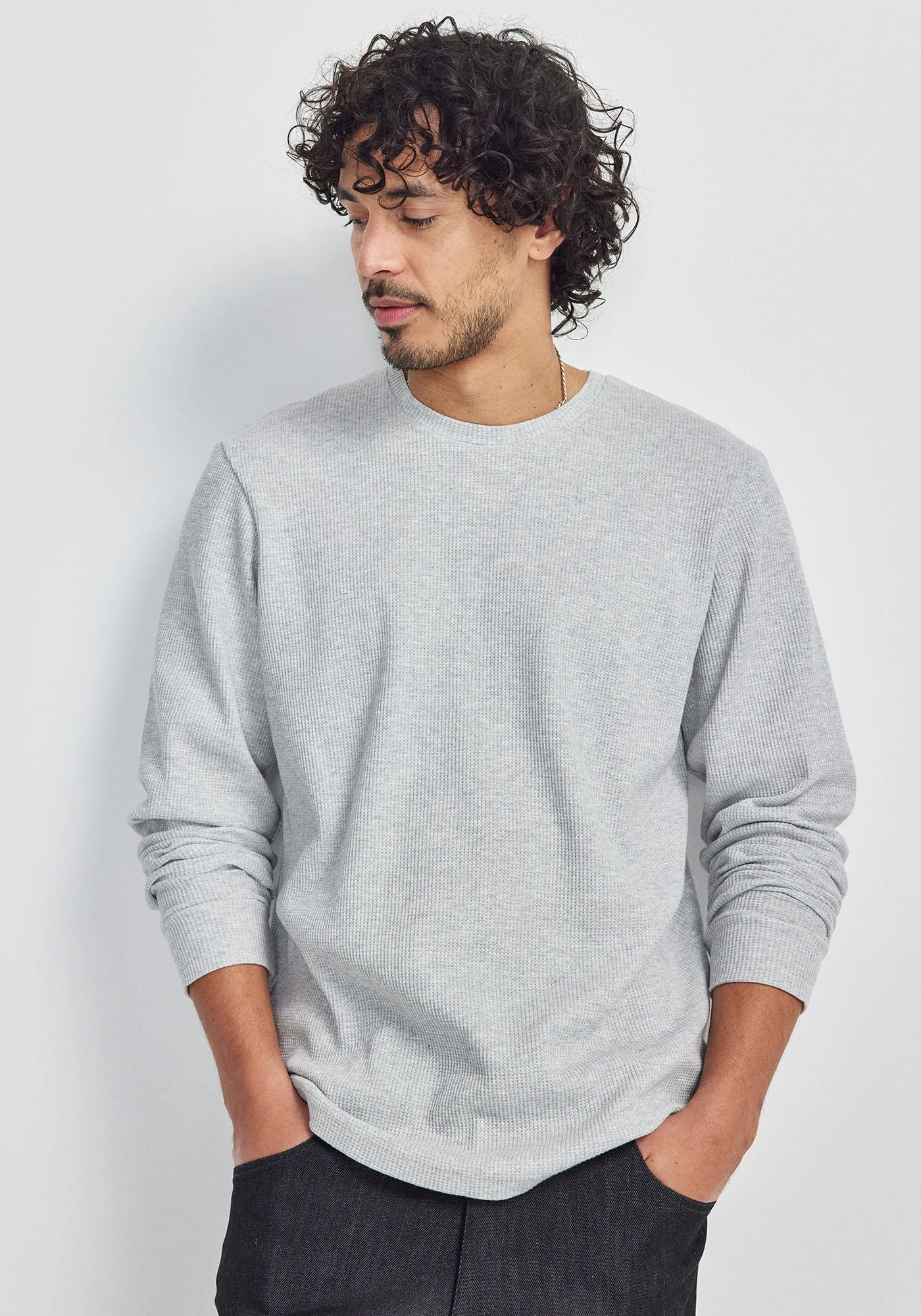 Brent Waffle Long Sleeve Tee - Grey Marle sold by Untouched World product image thumbnail 2