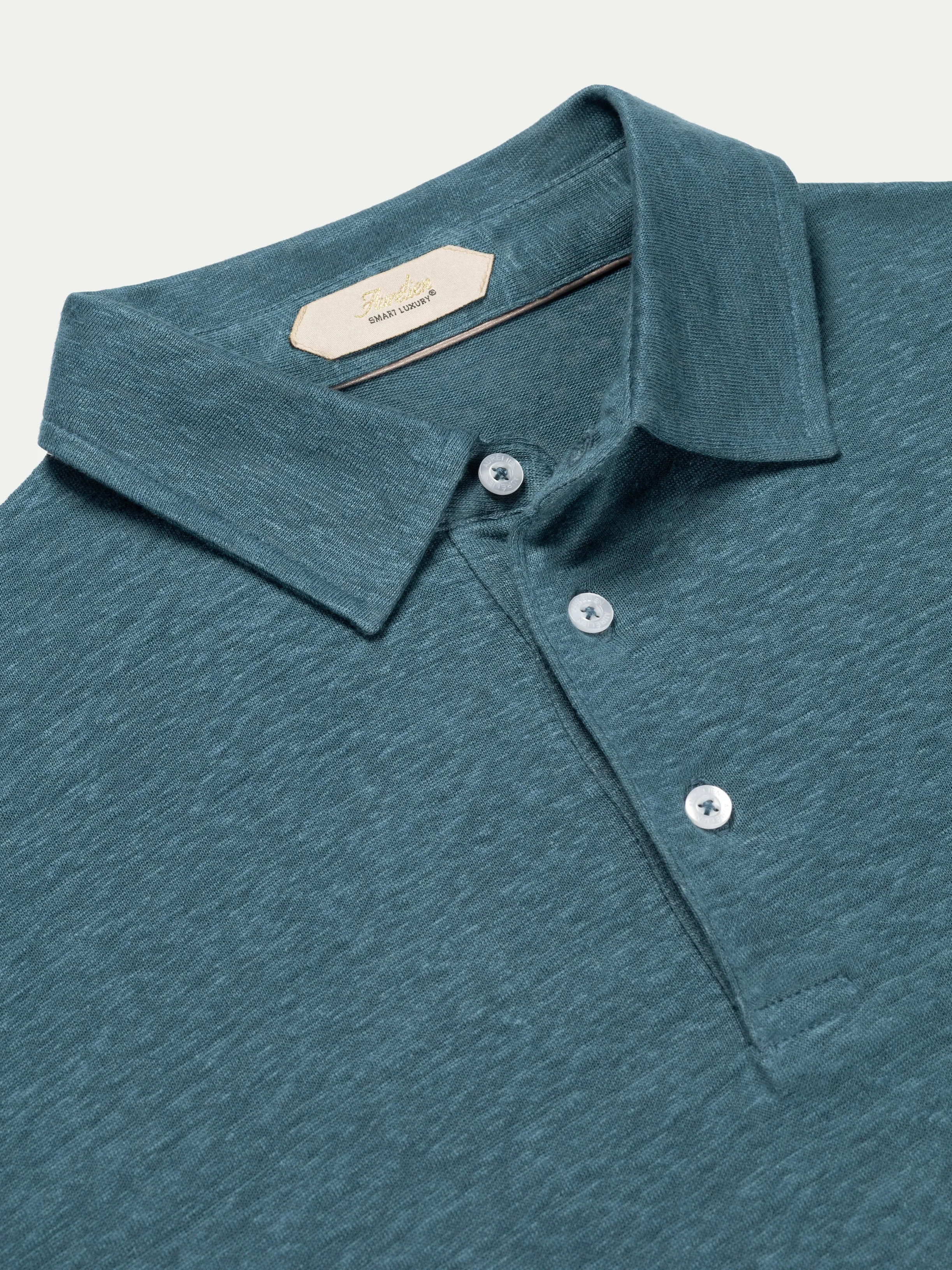 Sea Green Linen Polo Shirt sold by Aurelien product image thumbnail 4