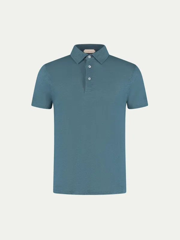 Sea Green Linen Polo Shirt made by Aurelien