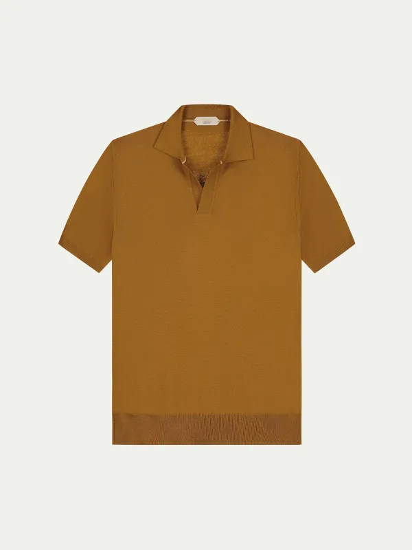 Shortsleeve Buttonless Polo Saffron made by Aurelien