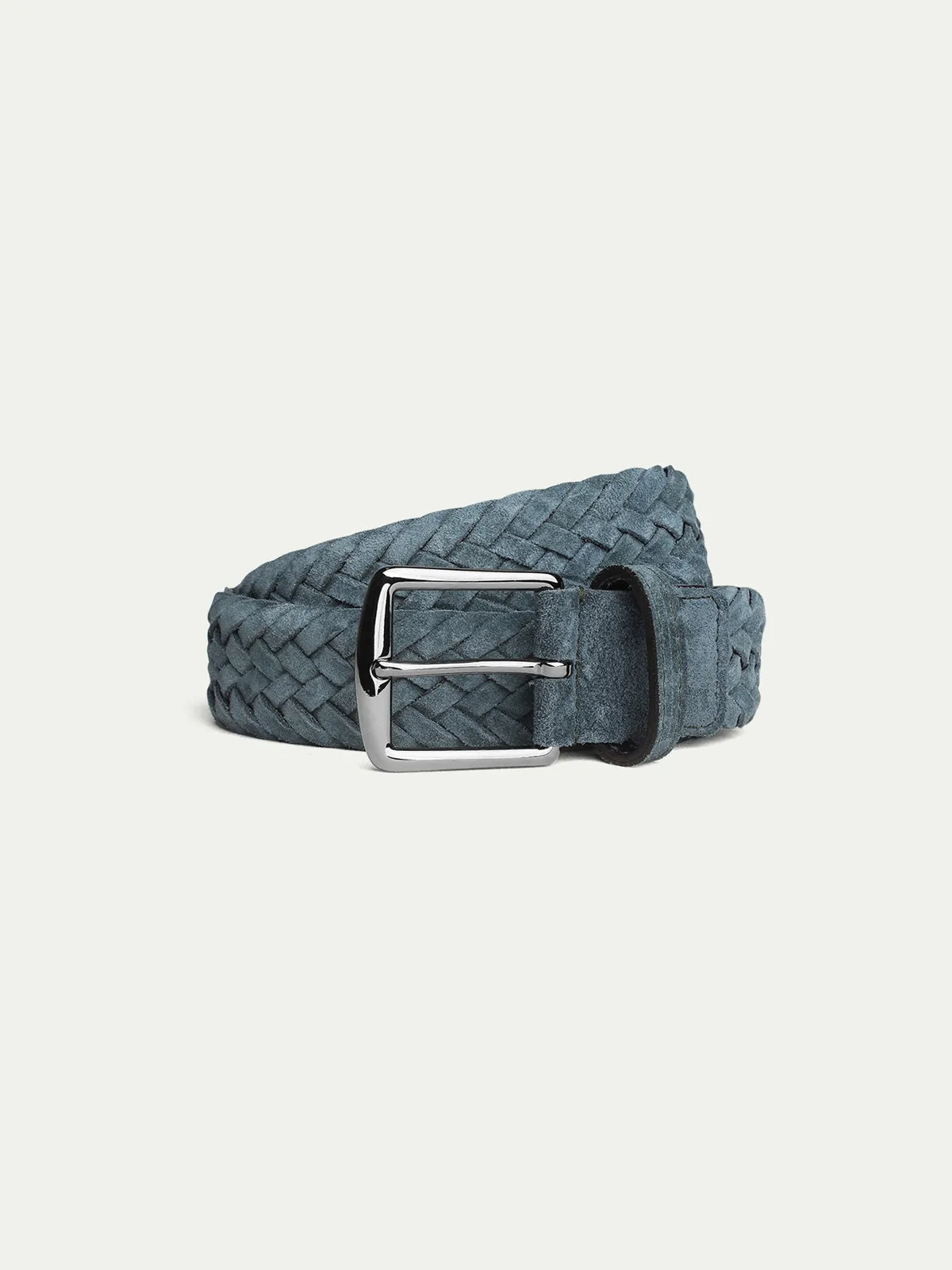 Petrol Woven Suede Belt sold by Aurelien