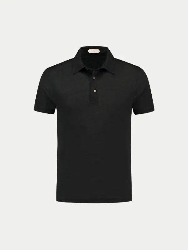 Black Linen Polo Shirt made by Aurelien