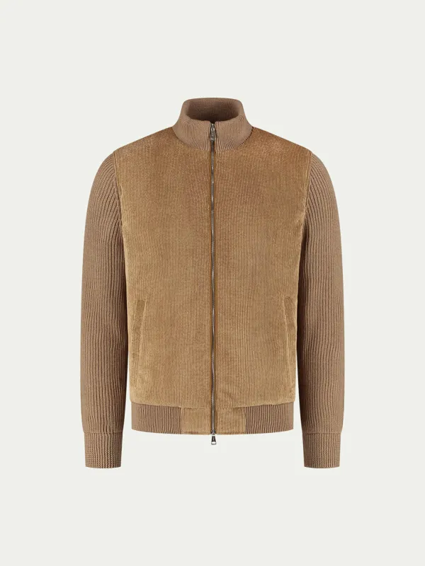Beige Corduroy Bomber Jacket made by Aurelien