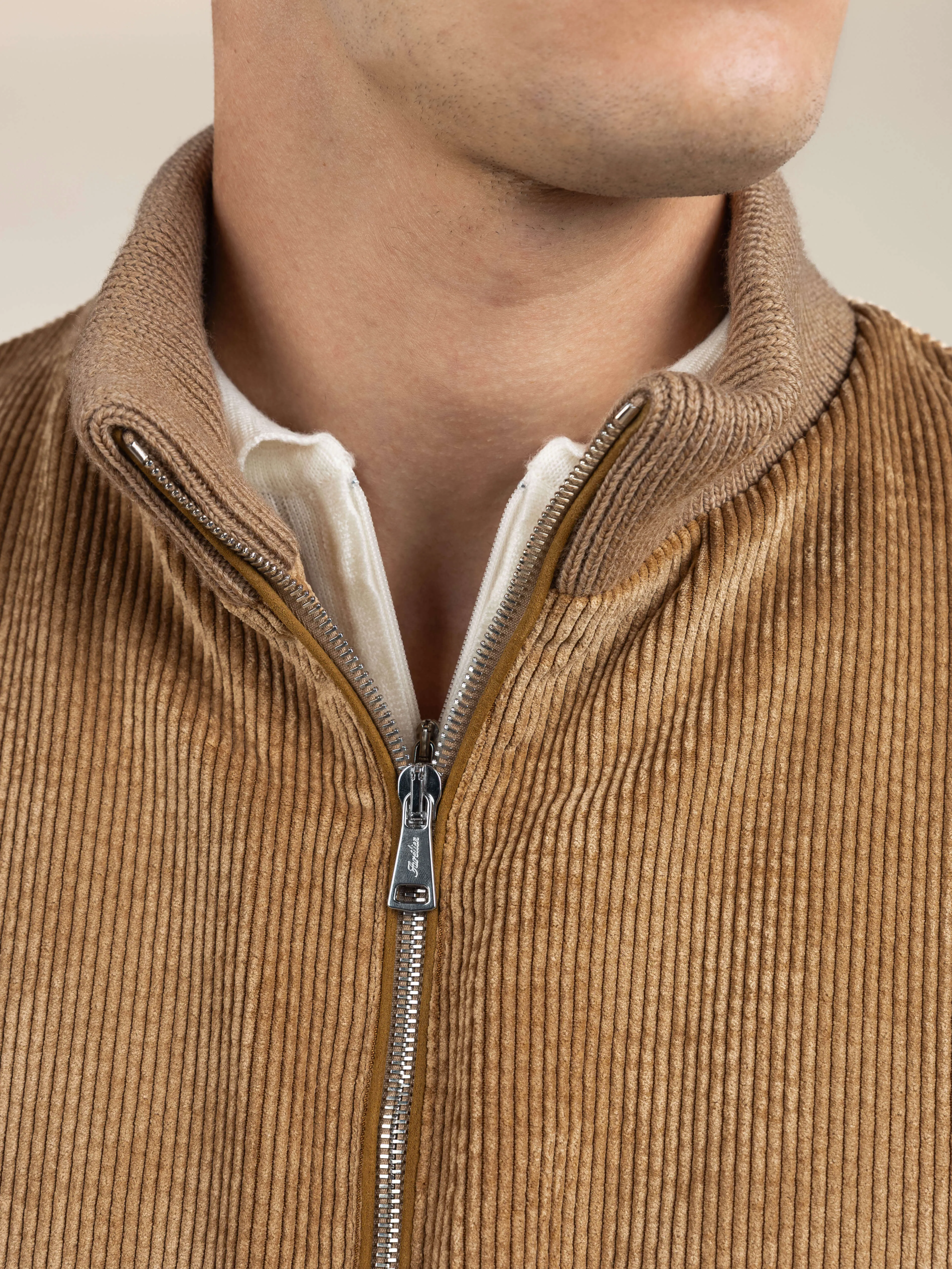 Beige Corduroy Bomber Jacket sold by Aurelien product image thumbnail 4