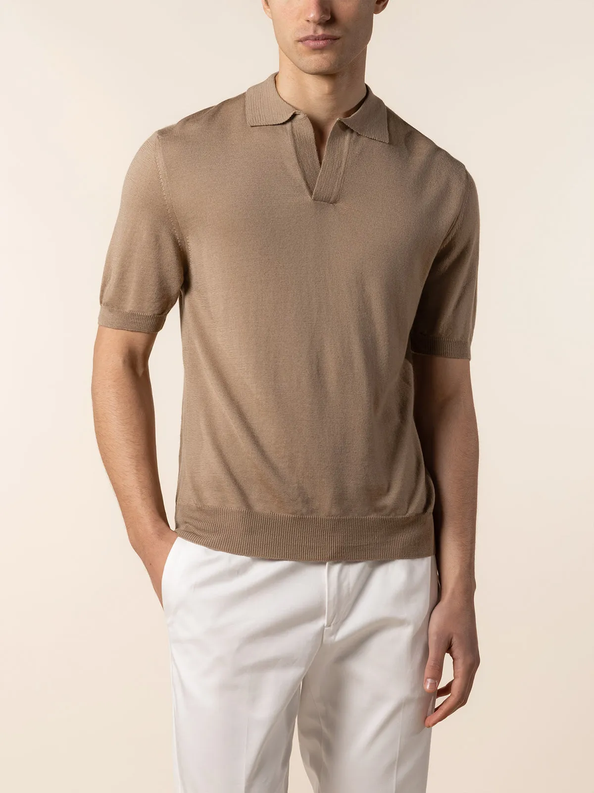 Shortsleeve Buttonless Polo Hazelnut sold by Aurelien product image thumbnail 2