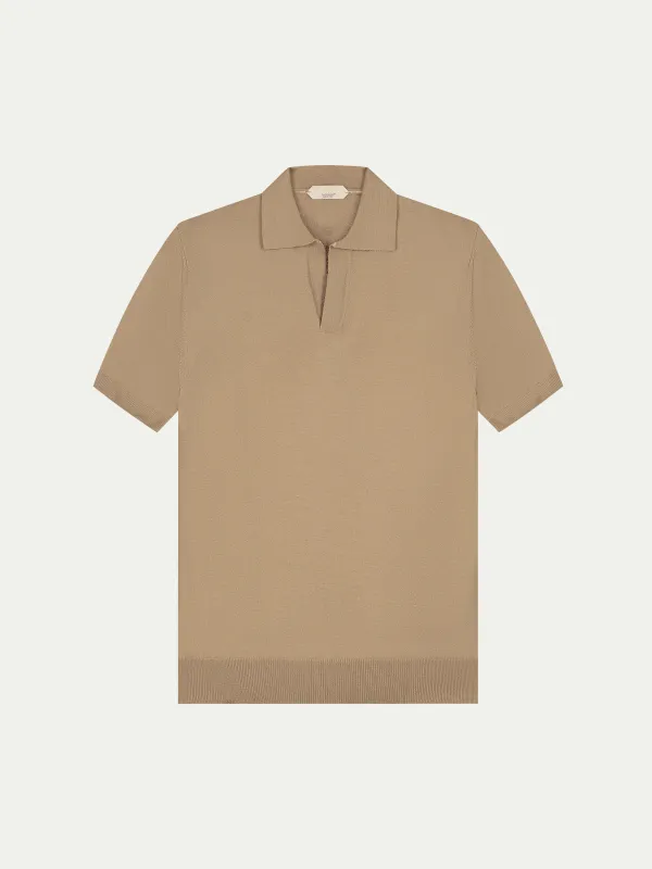Shortsleeve Buttonless Polo Hazelnut made by Aurelien