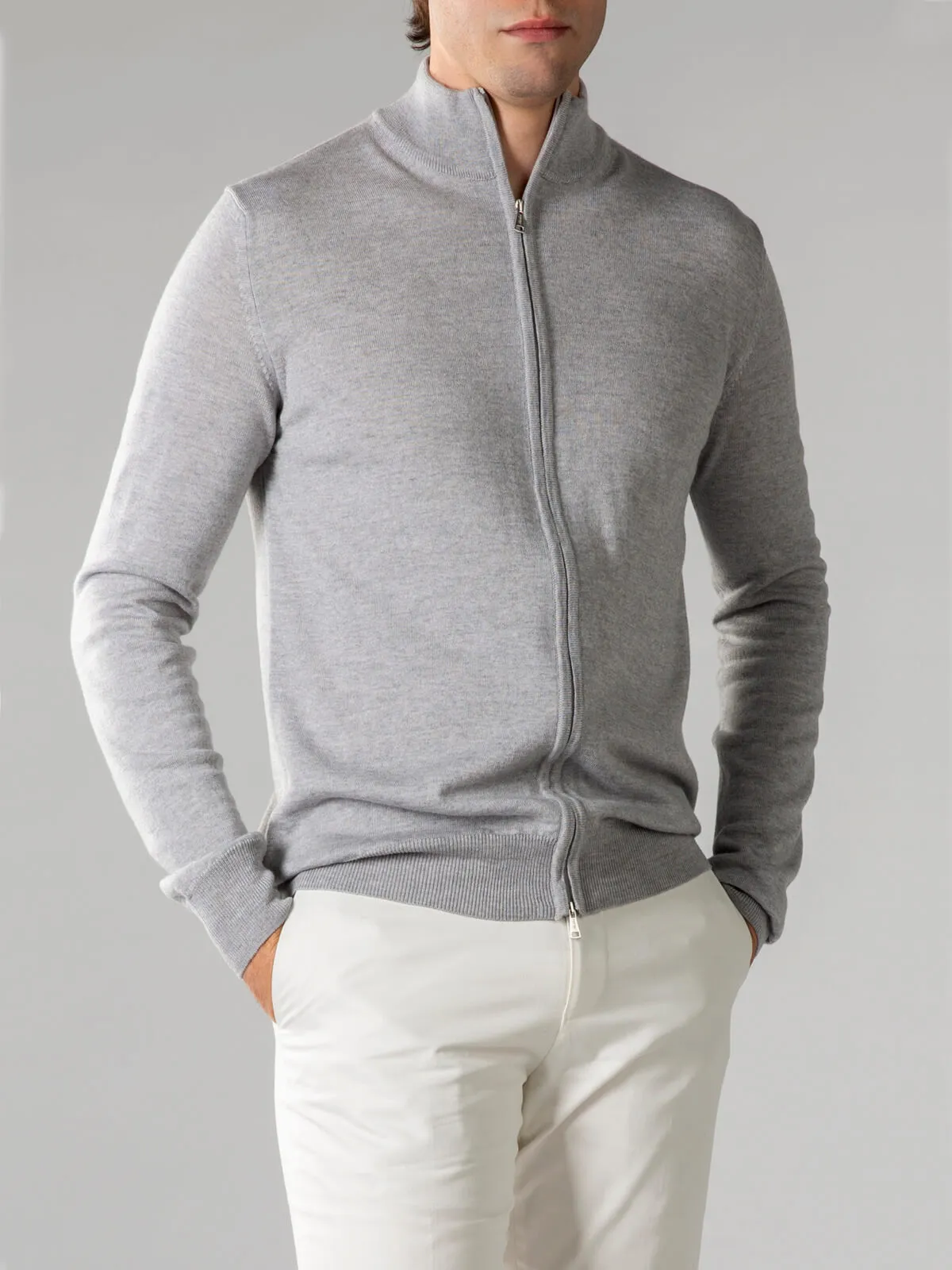 Extrafine Merino Zipper Vest Light Grey sold by Aurelien product image thumbnail 2