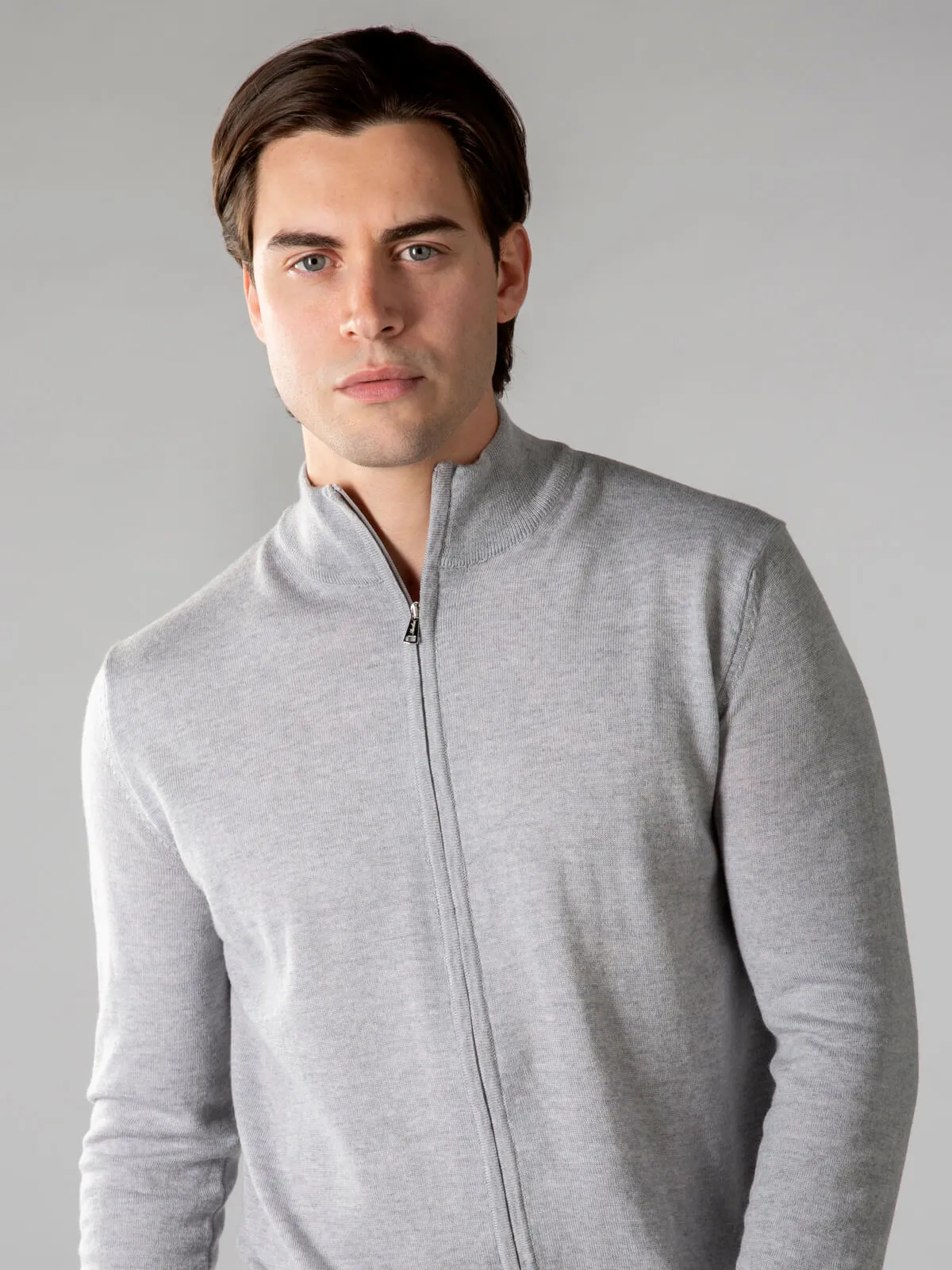 Extrafine Merino Zipper Vest Light Grey sold by Aurelien product image thumbnail 3