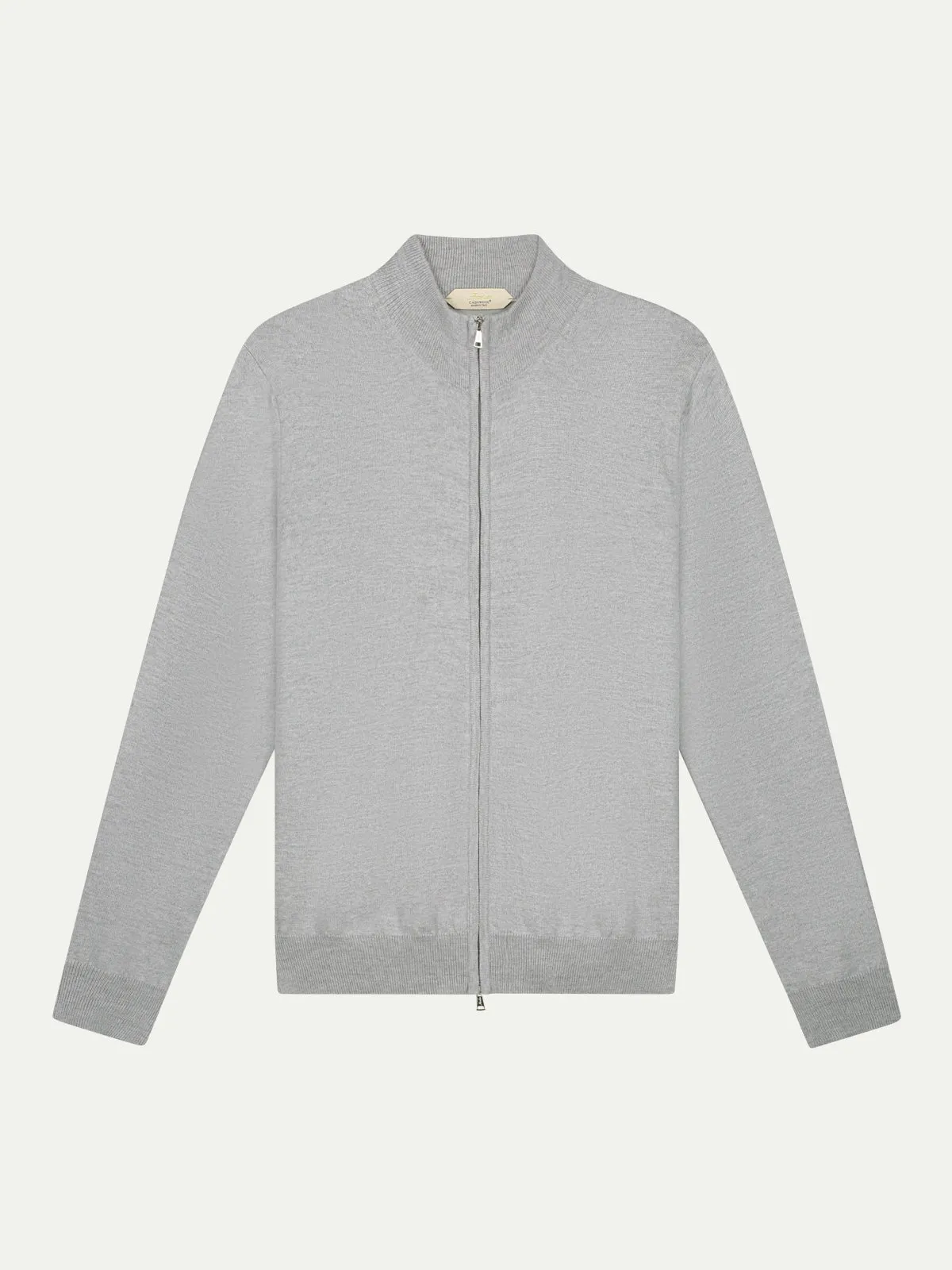 Extrafine Merino Zipper Vest Light Grey sold by Aurelien