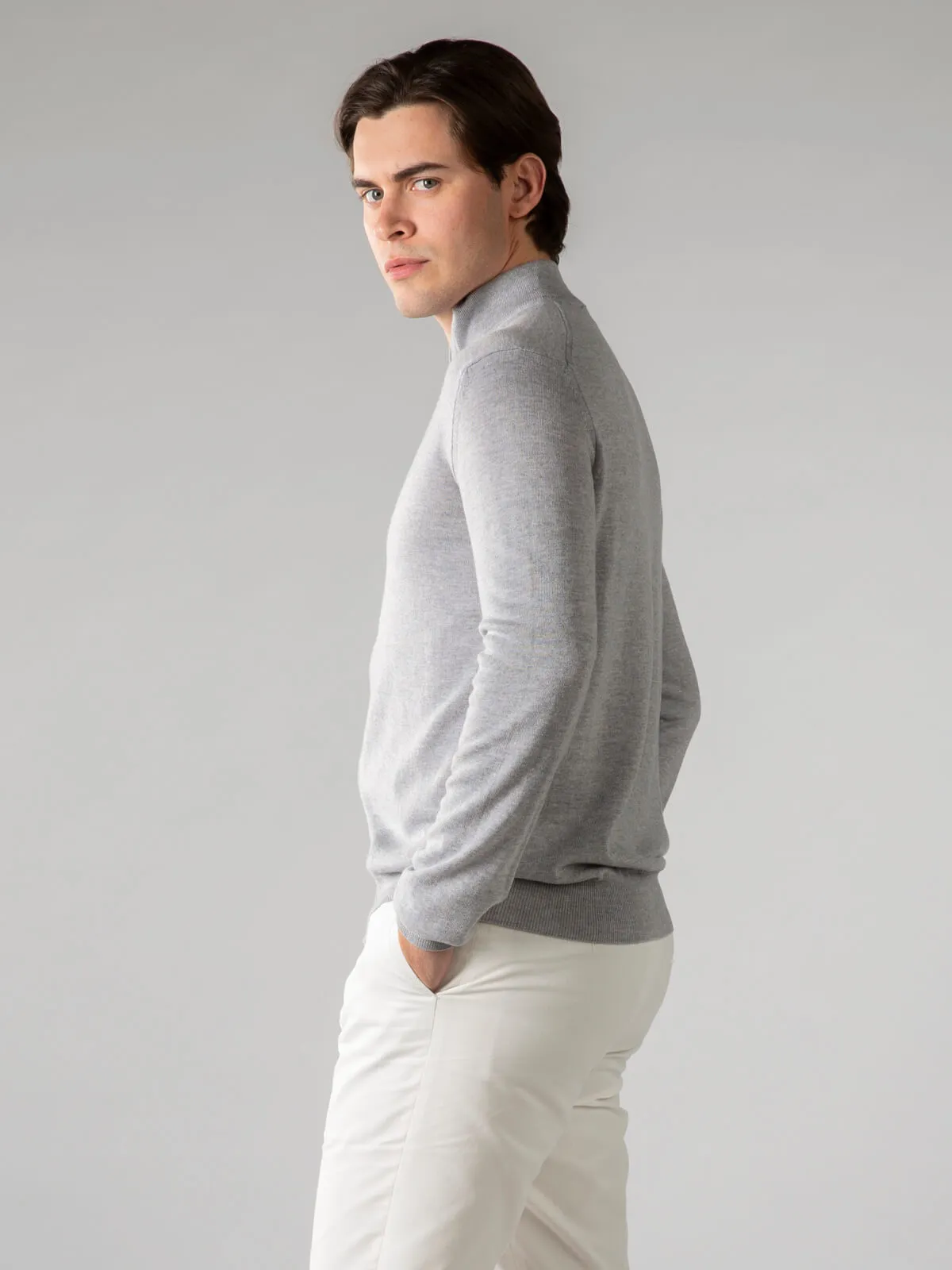 Extrafine Merino Zipper Vest Light Grey sold by Aurelien product image thumbnail 5