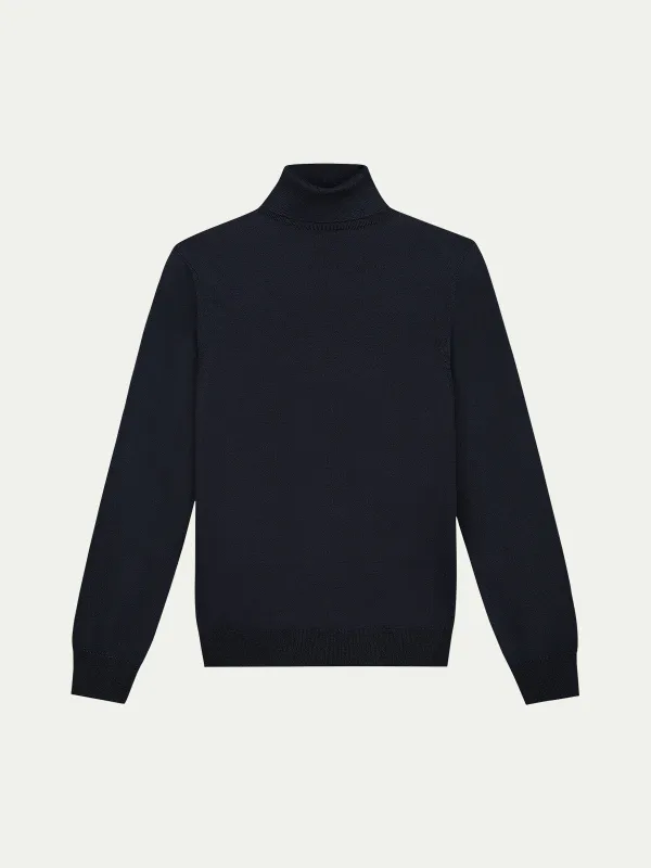 Extrafine Merino Rollneck Navy made by Aurelien