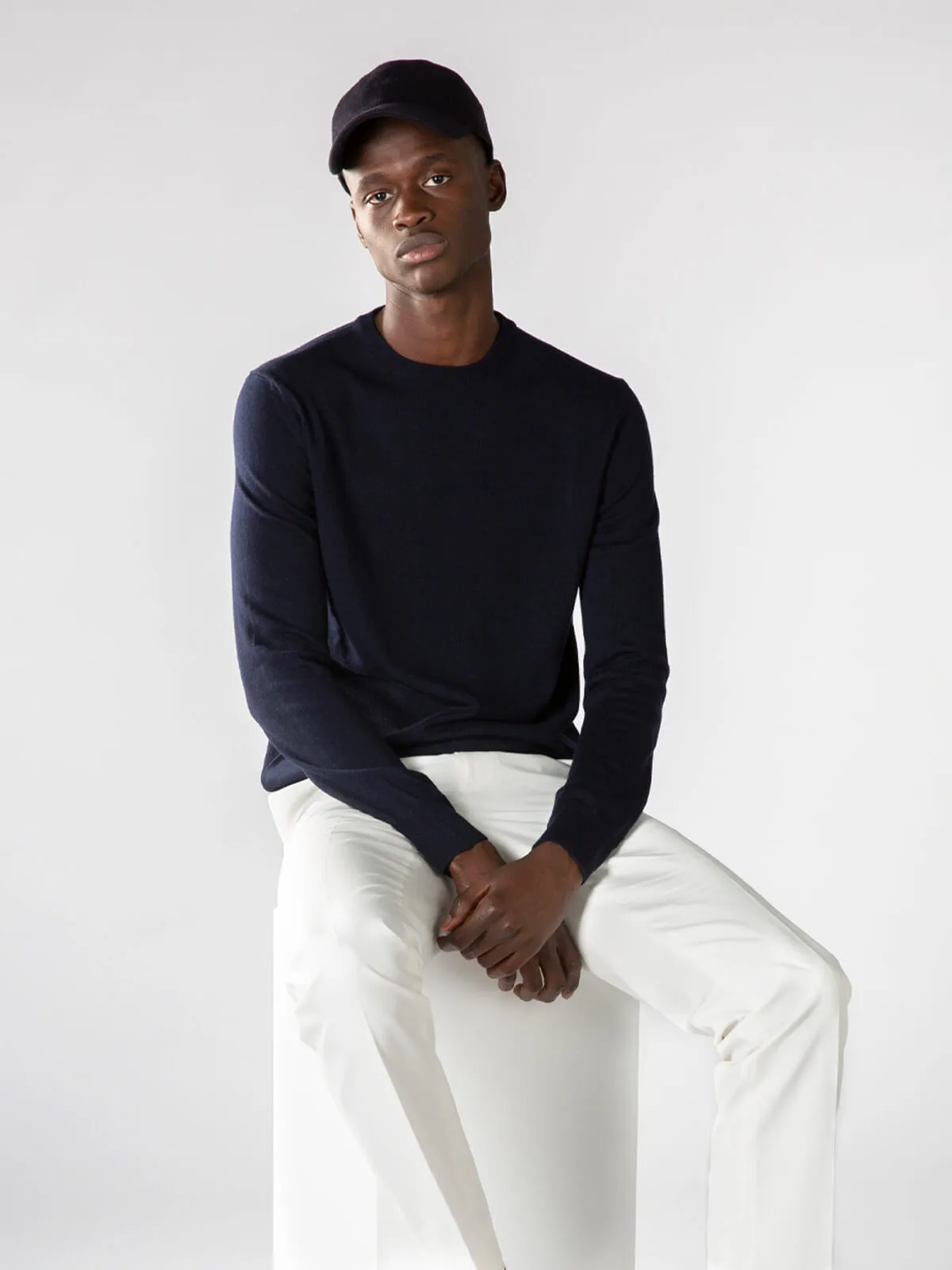Extrafine Merino Crew Neck Sweater Navy sold by Aurelien product image thumbnail 2