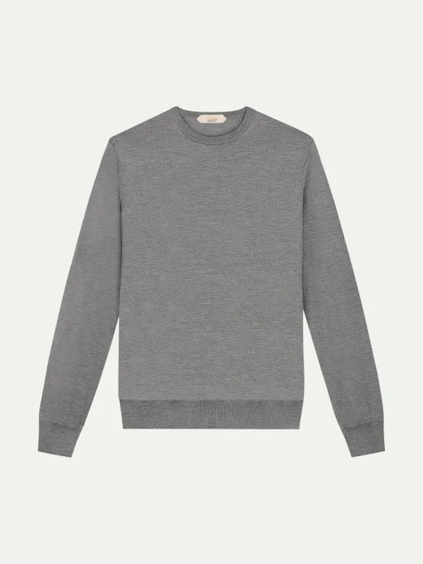 Extrafine Merino Crew Neck Sweater Dark Grey made by Aurelien
