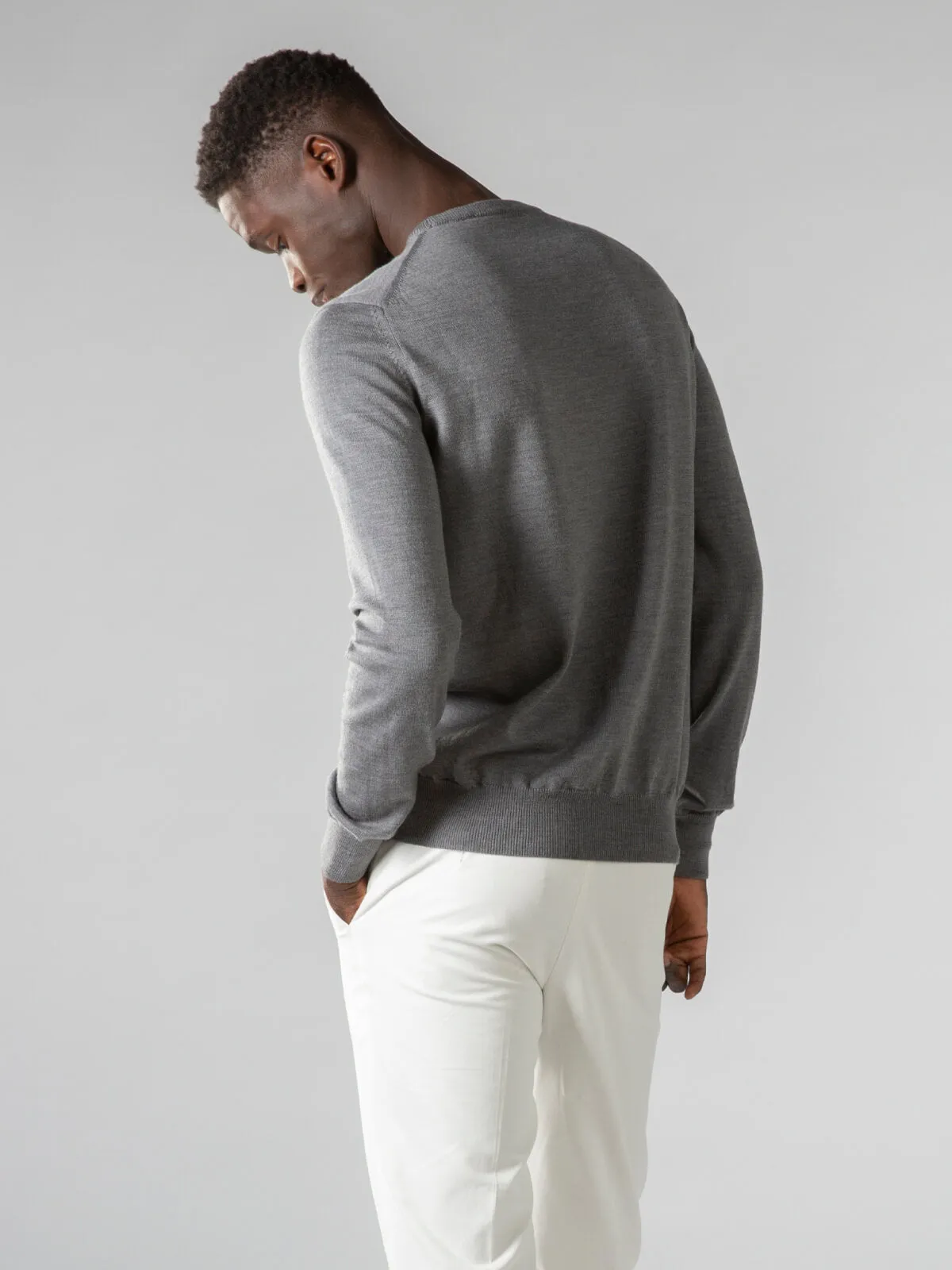 Extrafine Merino Crew Neck Sweater Dark Grey sold by Aurelien product image thumbnail 5