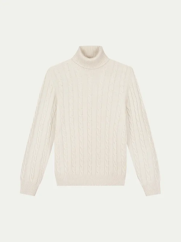 Dolcevita Cable Knit Sweater Ivory made by Aurelien