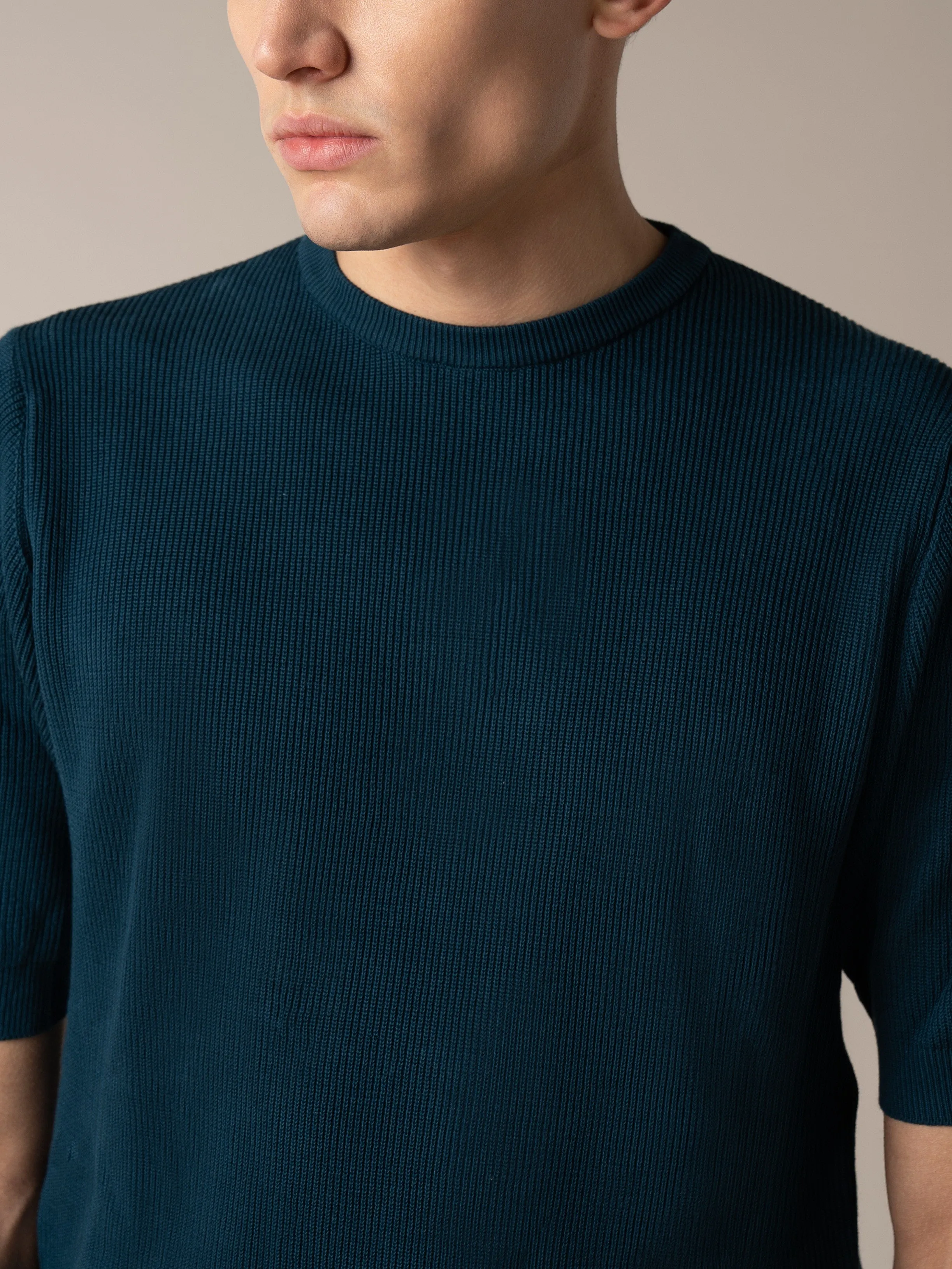 Sea Green Ribbed T-Shirt sold by Aurelien product image thumbnail 4