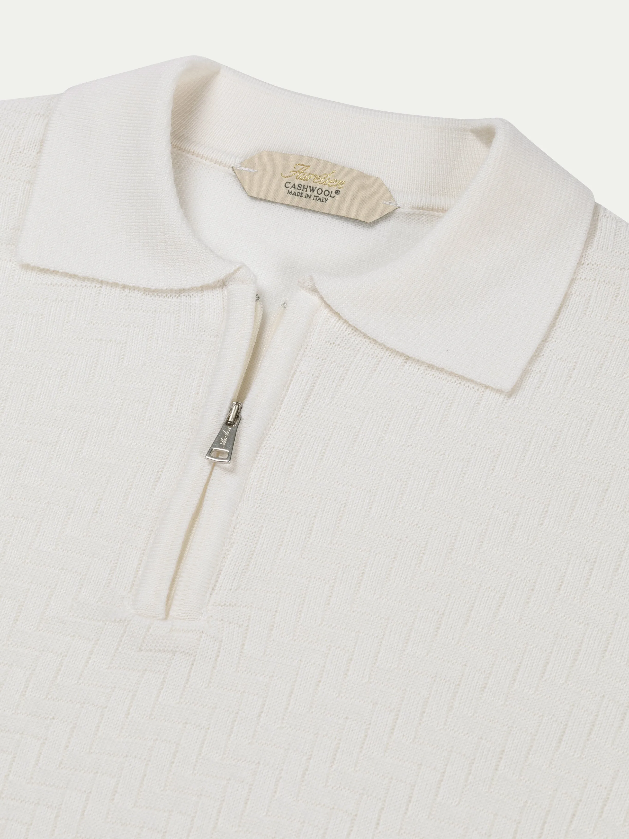 Ivory Zipper Polo Basket Weave sold by Aurelien product image thumbnail 3