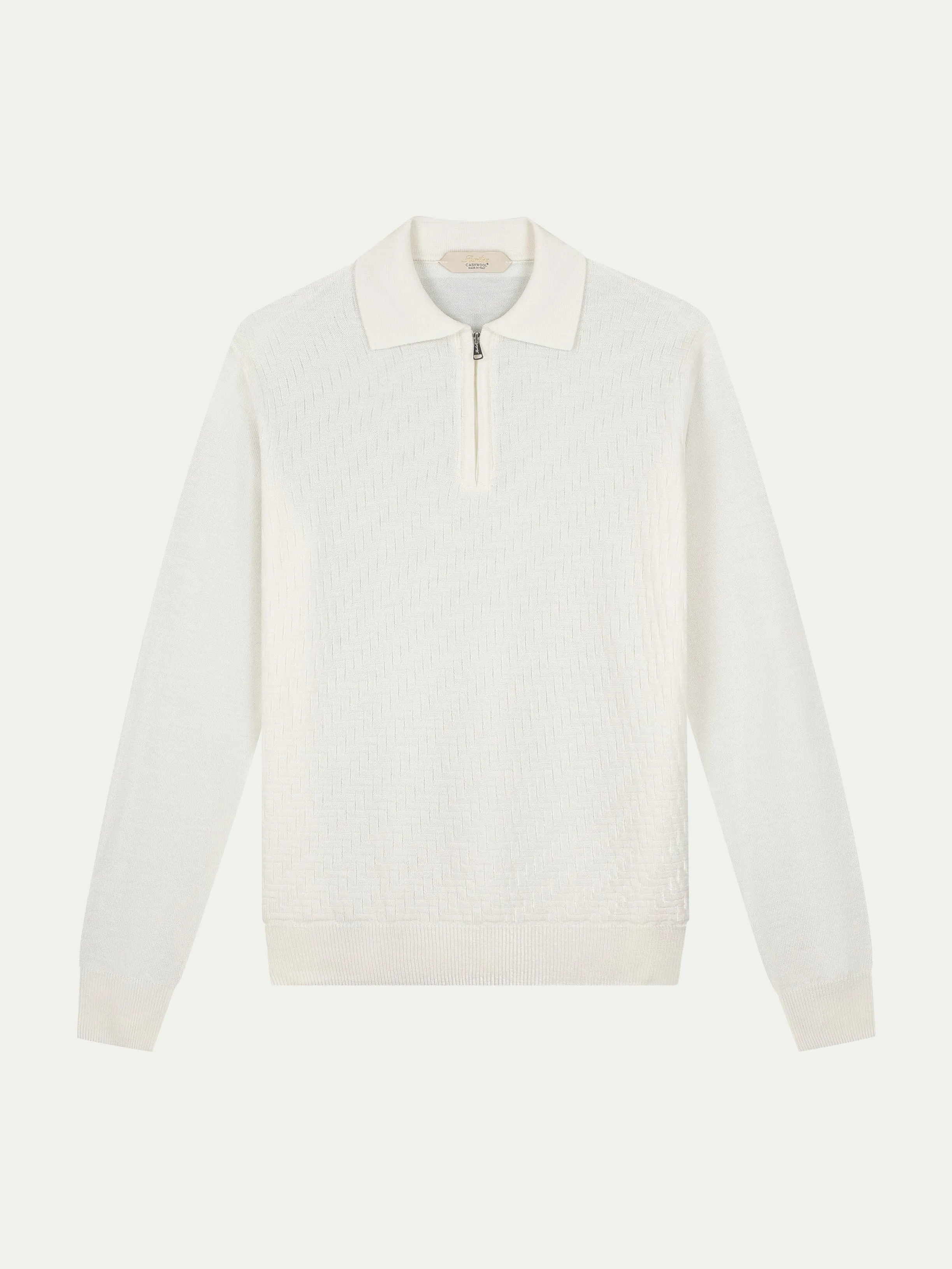 Ivory Zipper Polo Basket Weave sold by Aurelien