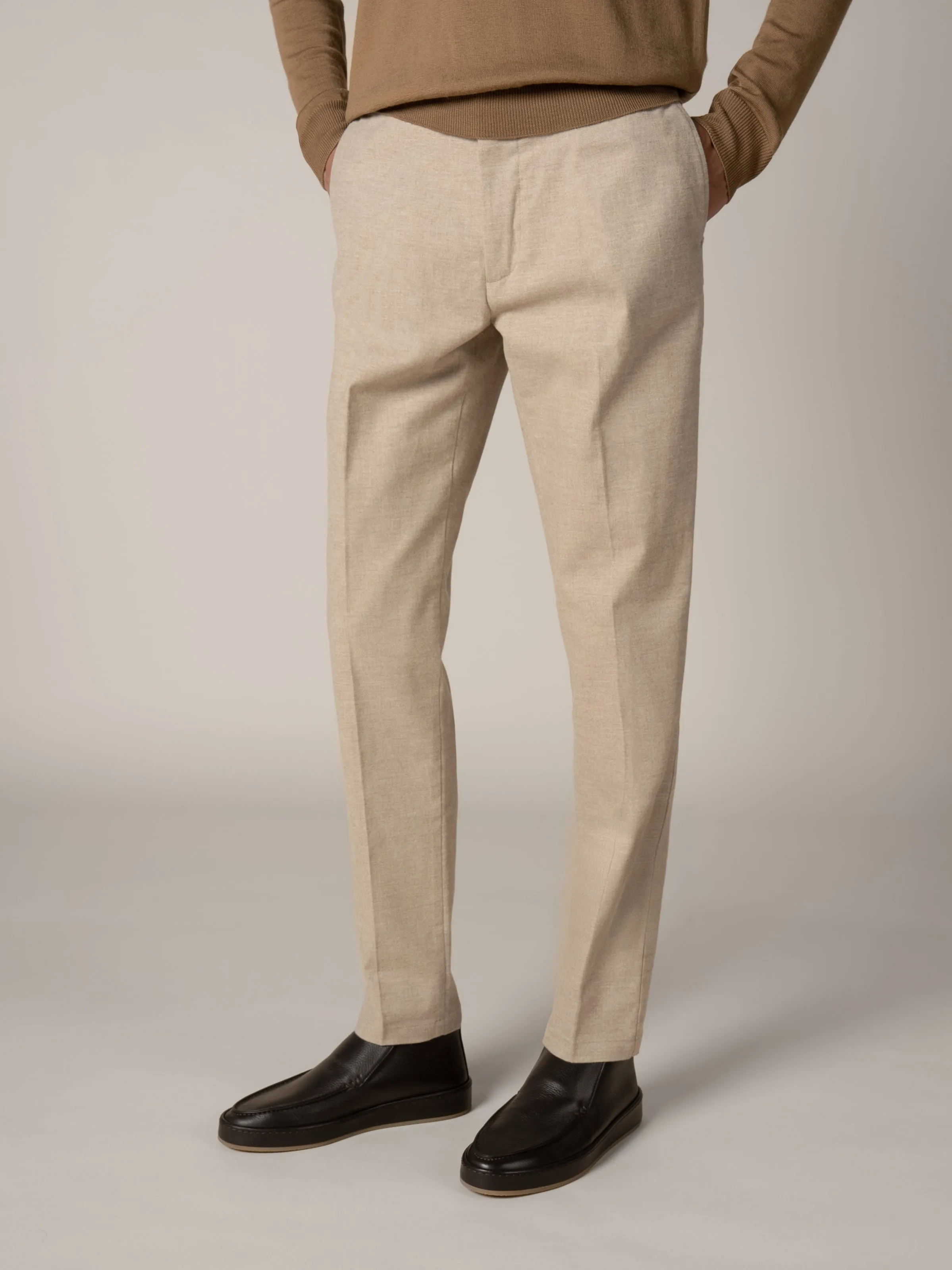 Beige Flannel Trousers sold by Aurelien product image thumbnail 2