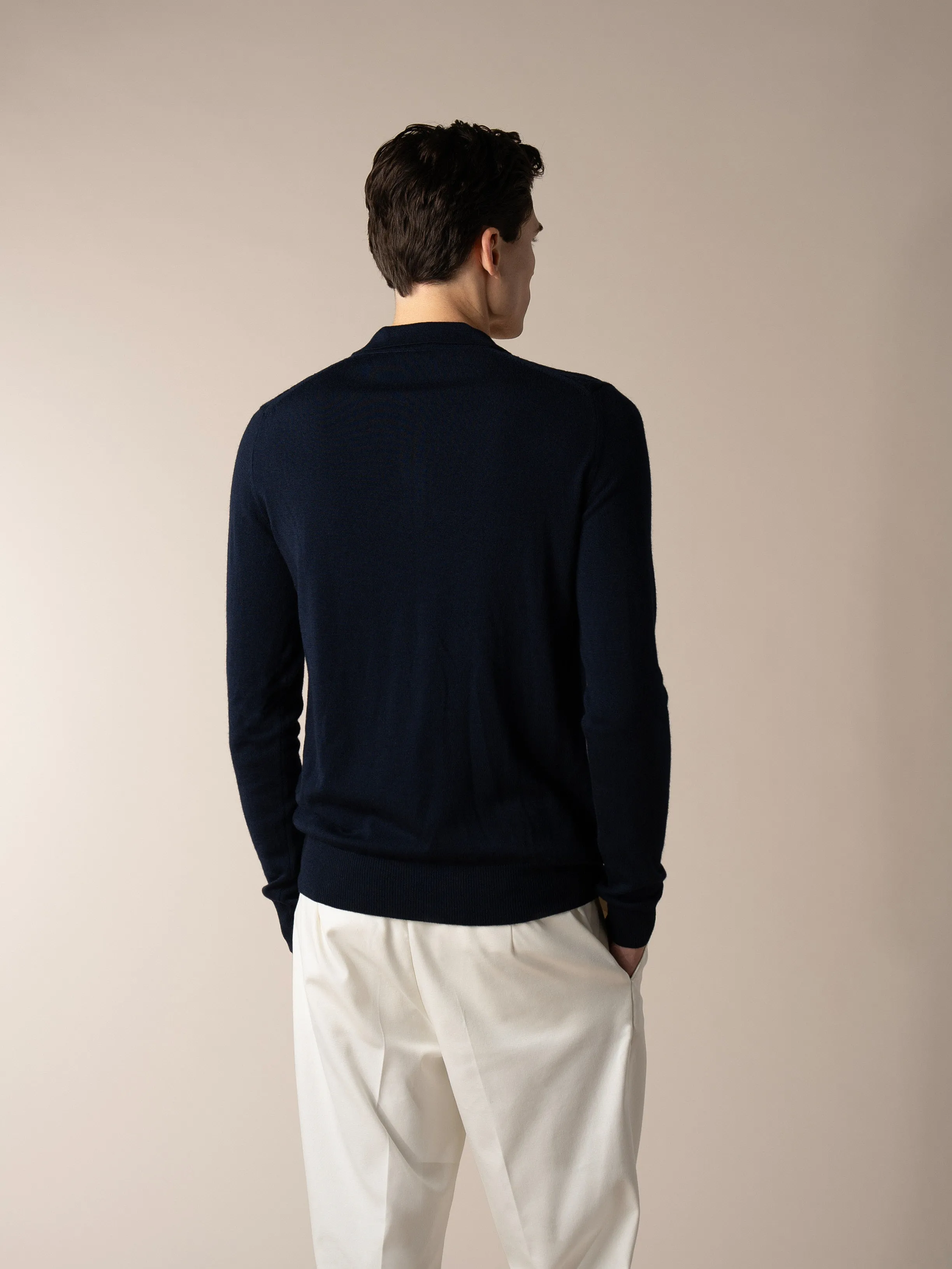 Navy Zipper Polo Basket Weave sold by Aurelien product image thumbnail 5
