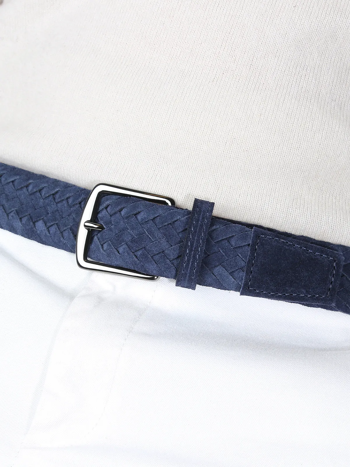Navy Woven Suede Belt sold by Aurelien product image thumbnail 3