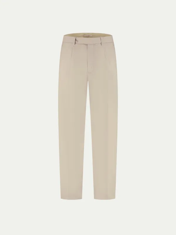 Beige Cotton Wool Voyager Trousers made by Aurelien