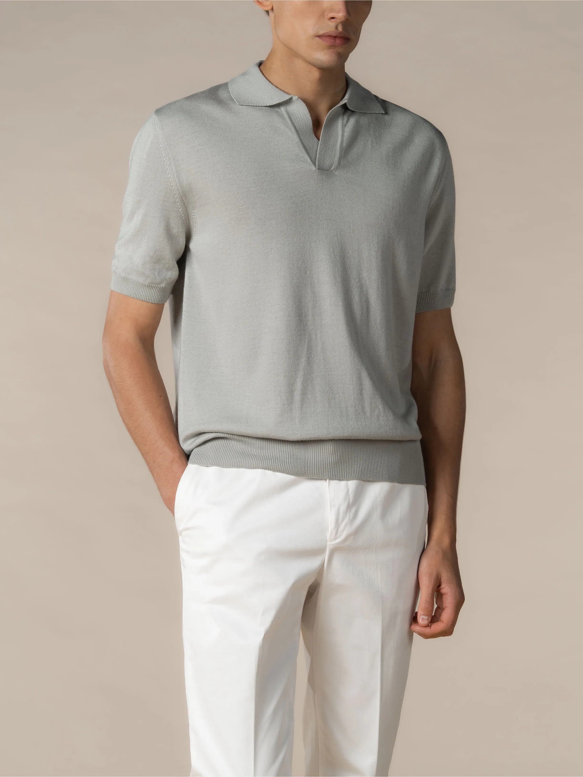 Shortsleeve Buttonless Polo Classic Grey sold by Aurelien product image thumbnail 2